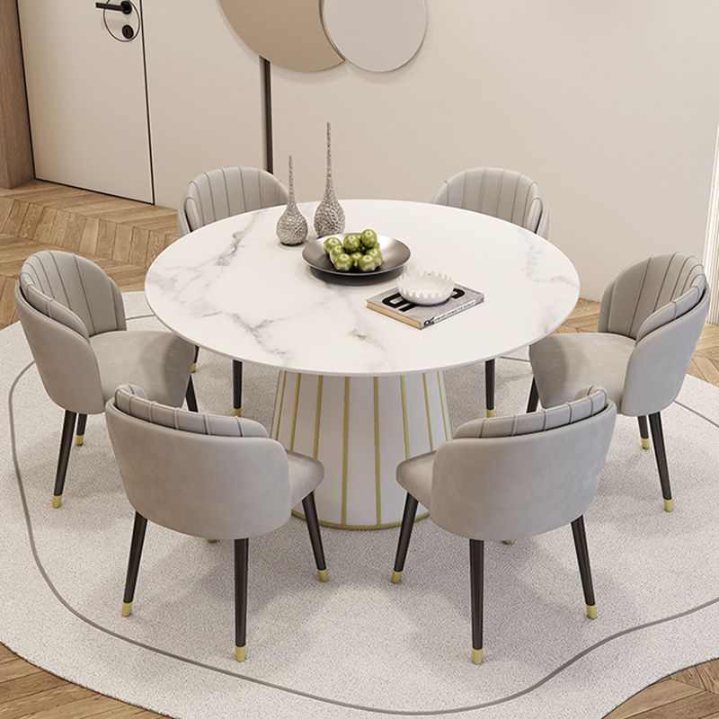 Glam Round Stone Dining Table 1/7 Pieces Dining Set for Dining Room