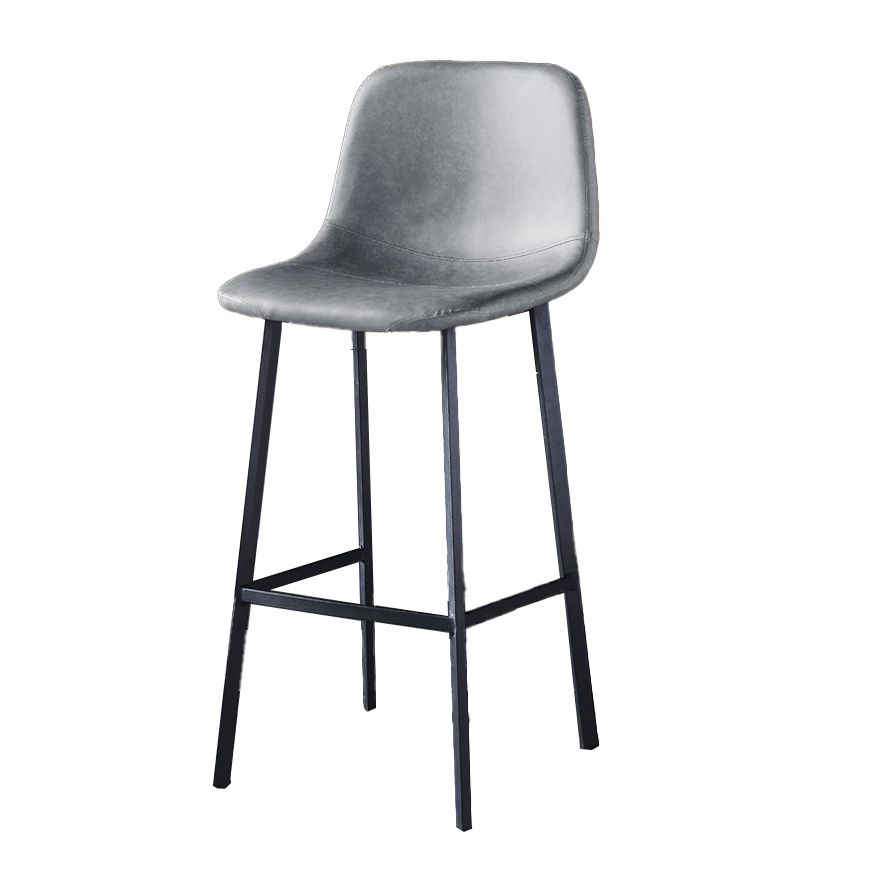 Industrial Style Low Back Bar-stool PU Leather Bar Stool with Metal Legs