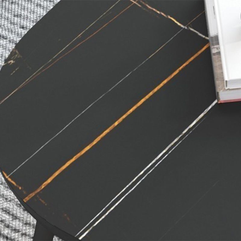 Glam Style with 2 Drawers Black/White Top Gold Metal Footer Coffee Table