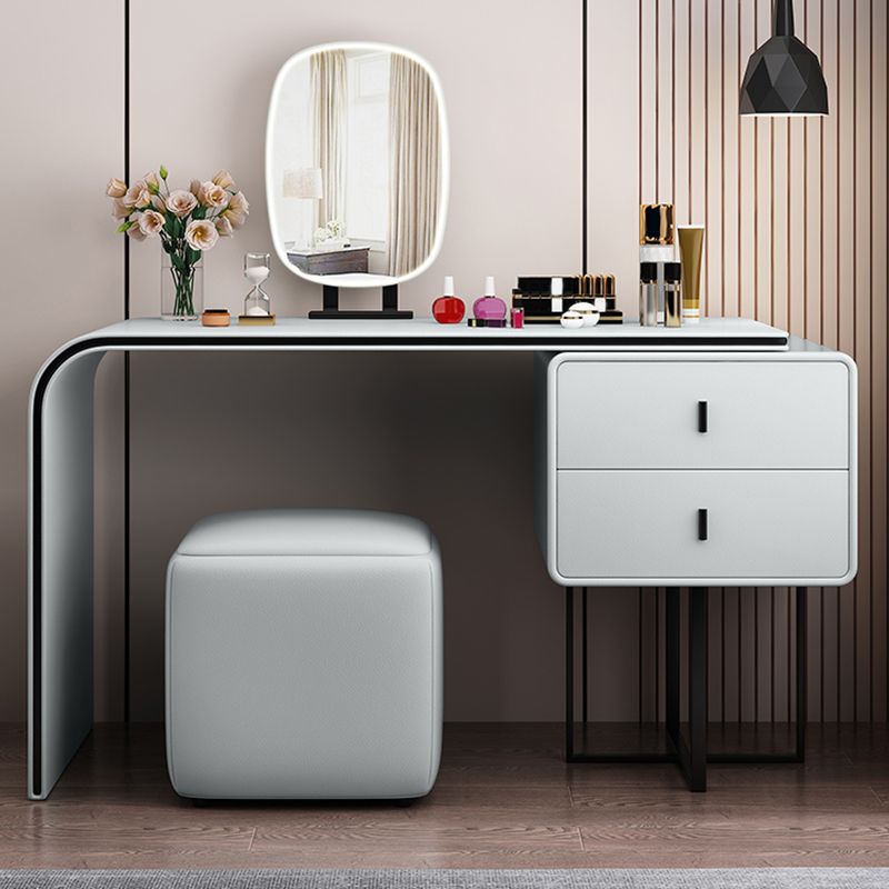 Glam Wooden Vanity Dressing Table Set 2-Drawer Makeup Vanity Desk Table