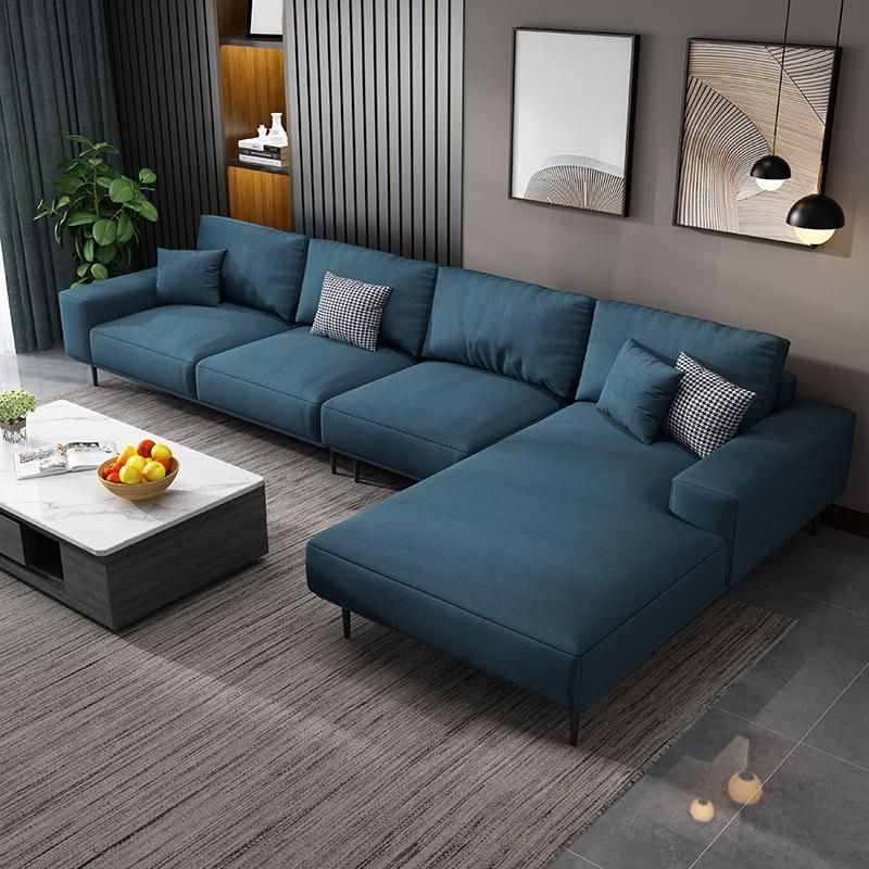 Contemporary Pillow Back Sectional with Recessed Arms for 4 People