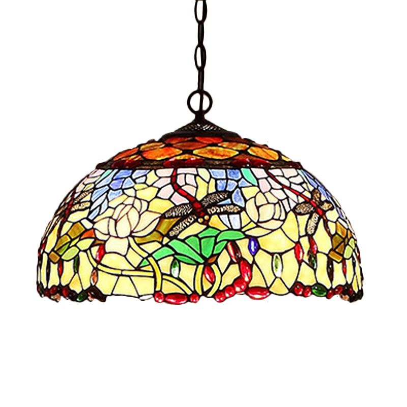 Blossom Red/Orange/Green Cut Glass Hanging Chandelier 3 Luci Bronzo Bronzo Brronzo Luce a sospensione per cucina