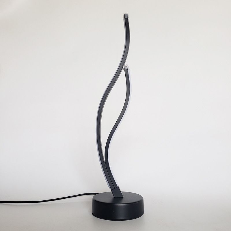 LED Living Room Desk Light Modernist Black/White Task Lighting with Curved Acrylic Shade