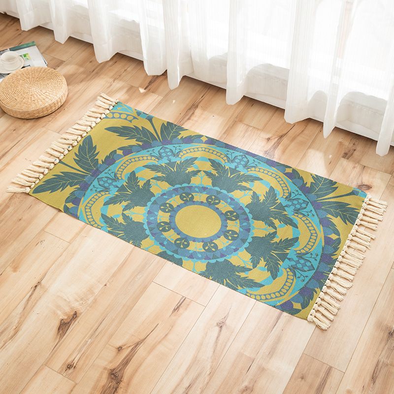 Vivid Plant Knit Rug Multi Colored Modern Rug Synthetics Pet Friendly Carpet for Guest Room