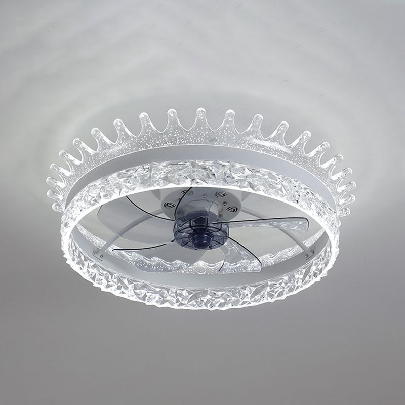 Minimalist LED Ceiling Fan Light Circular Semi Flush Ceiling Light with Acrylic Shade