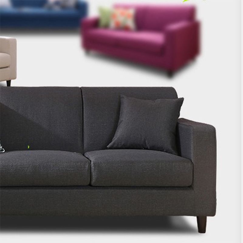 32.67" W Linen Square Arm Sofa Contemporary Standard Sofa with 2 Pillows