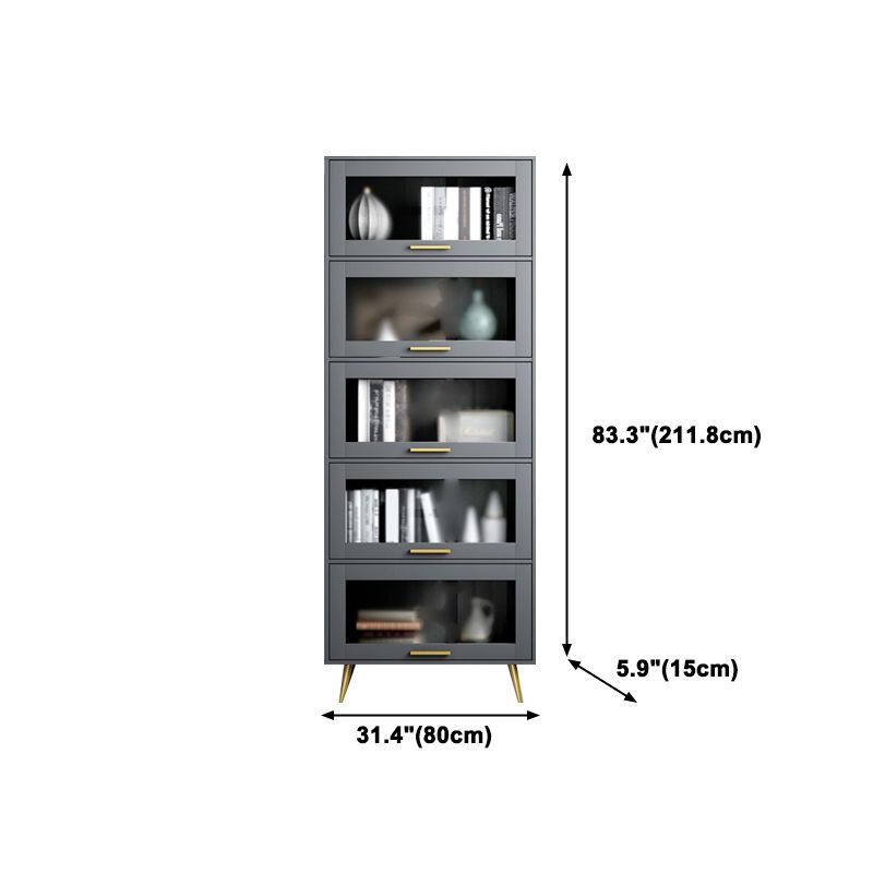 Modern Style Bookcase Closed Back Bookshelf with Door for Home Office