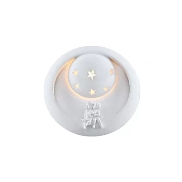 Romantic White Wall Sconce Starry Resin Wall Light with Little Kids for Child Bedroom