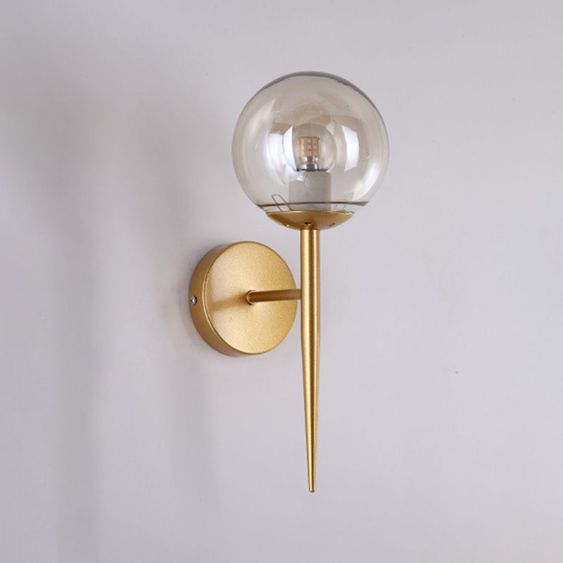 Industrial Style Ball Shape Wall Sconce Glass 1 Light Sconces for Hallway