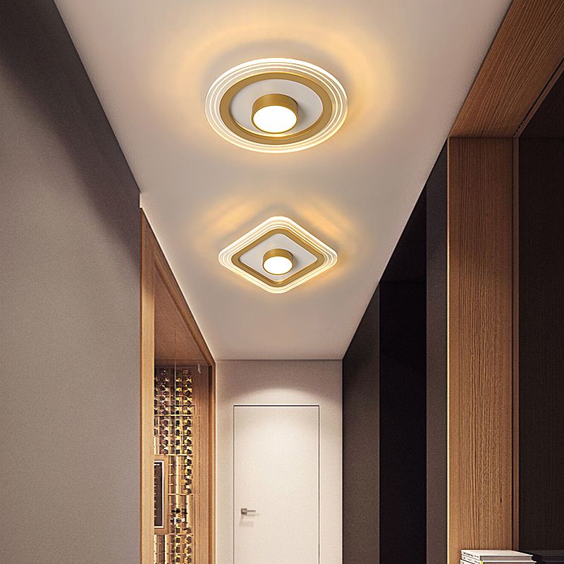 Pequeño techo a ras de luz de montaje Iluminación LED Acrílico Minimalista de Foyer Iluminación en Oro
