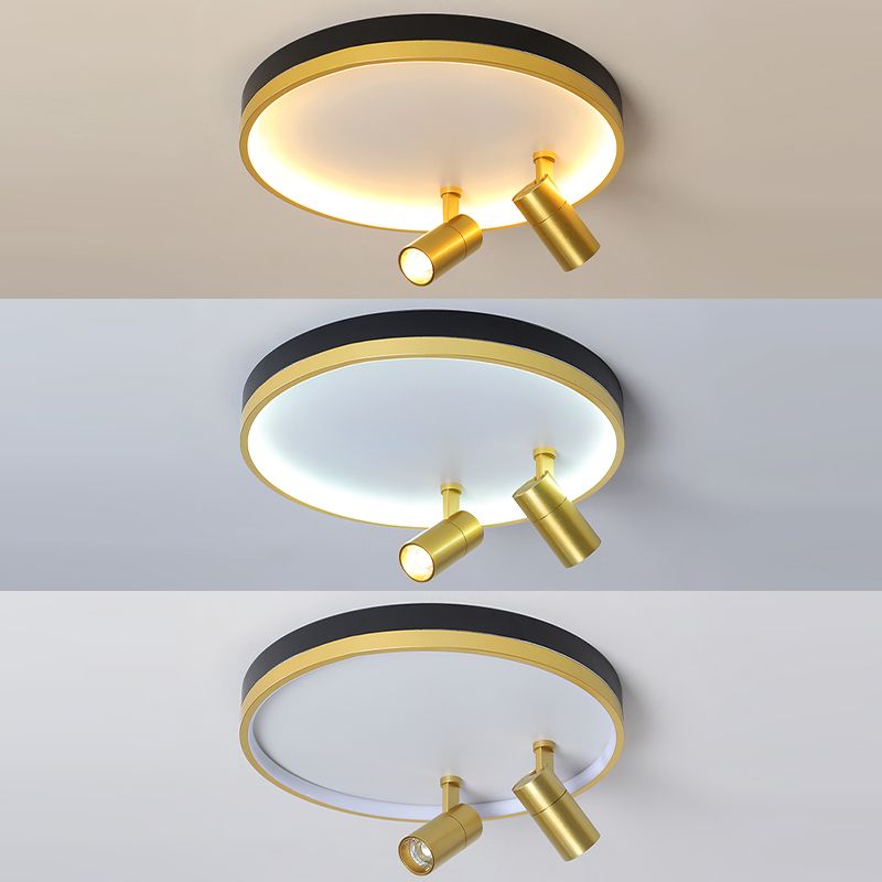 Circulaire d'or contemporaine Flush Ceiling Spotlight Iron LED Track Light Fixture for Living Room