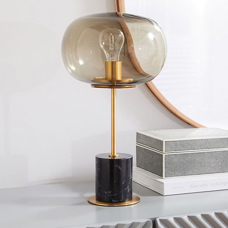 Marble Globe Table Lamp in Modern Luxury Style Electroplate Metal Table Light with Glass Shade