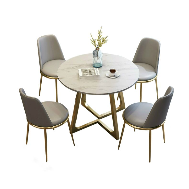 Fixed Sintered Stone Top Dining Room Furniture with 4 Legs Base Dining Table Sets for Home