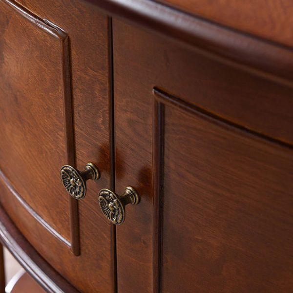 Mid-Century Modern Wooden End Table Half Moon Accent Table for Hall