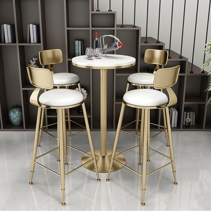 Moderner Bar Esstisch rund und quadratische Barhöhe Cocktailtisch mit Eisenbasis