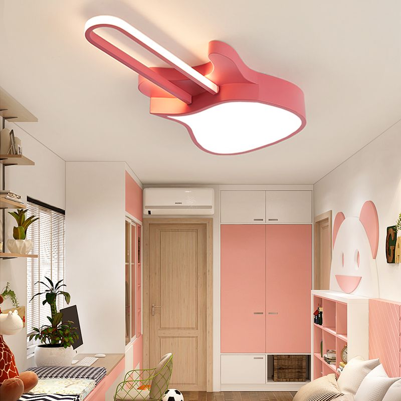 23"/26" W Gitaarvorm Inbouwverlichting Cartoon Acryl LED Blauw/Roze Plafondlamp voor Slaapkamer, Warm/Wit Licht