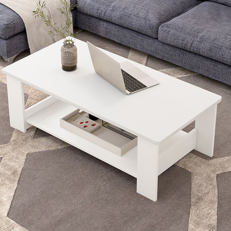 16.5"H Sled Base Square Wooden Top Coffee Table For Living Room