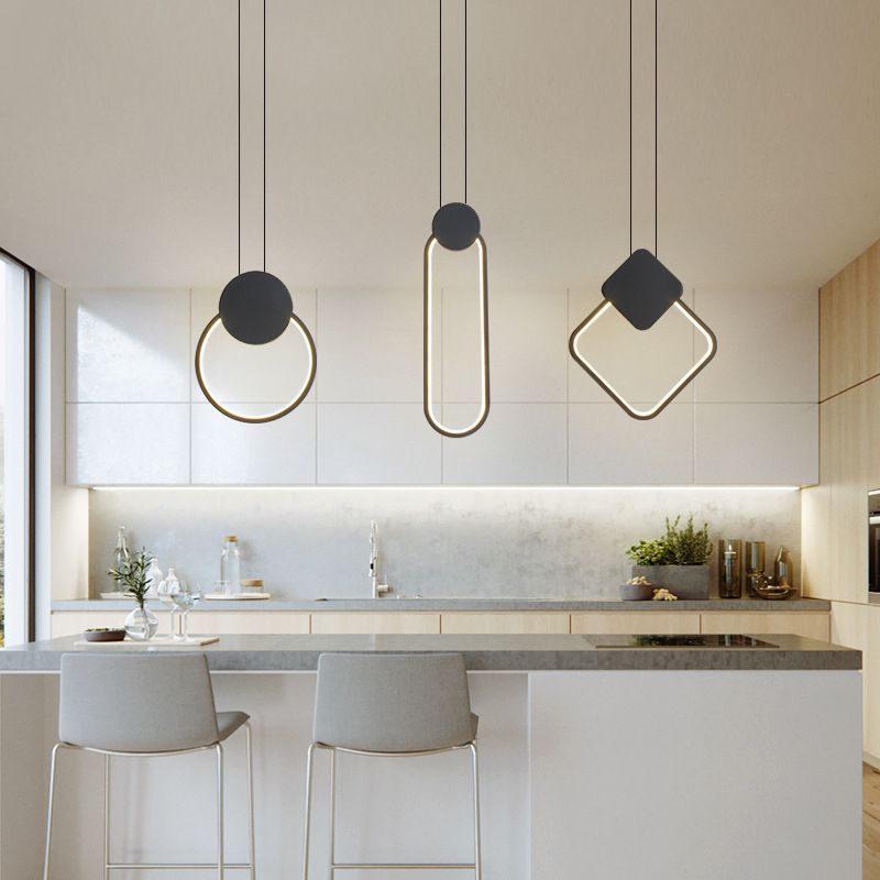 Geometric Acrylic LED Ceiling Light in Modern Singularity Wrought Iron Pendant Light for Commercial Place