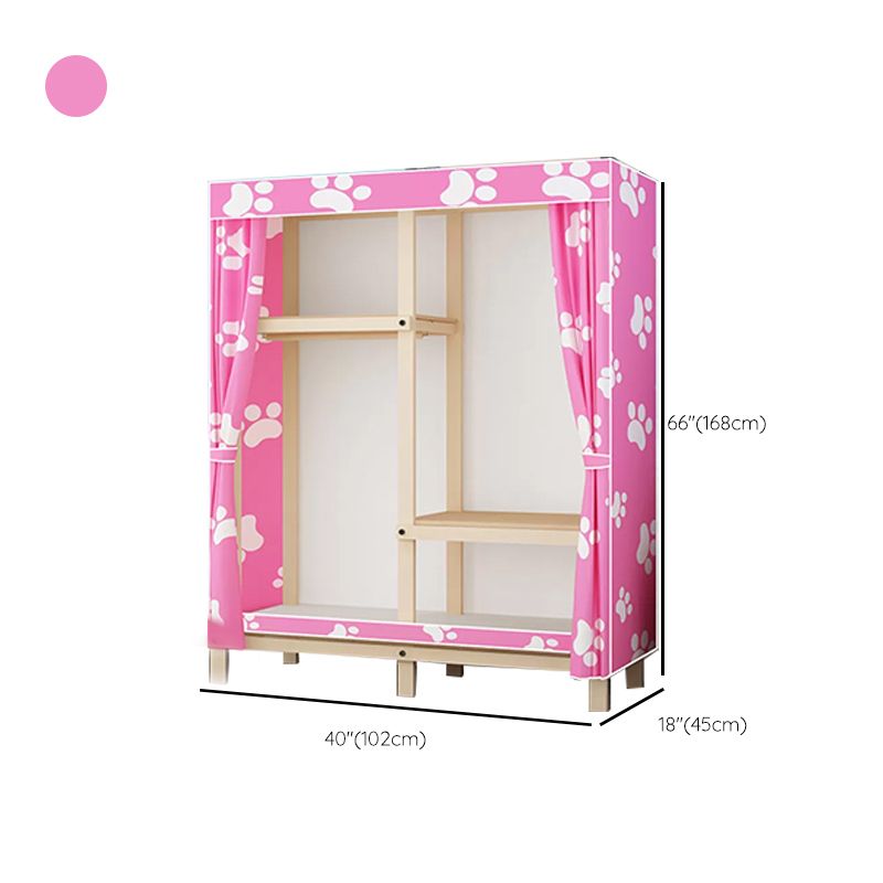 Solid Pine Wood Frame Wardrobe Armoire Contemporary Multifunctional Wardrobe