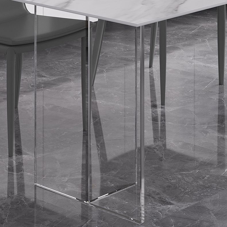 Modern 1/4/5/7 Pieces Dining Table Rectangle Stone Furniture in White