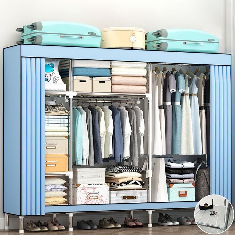 Contemporary Wardrobe Metal 1-Door Wardrobe Closet with Cloth Rod