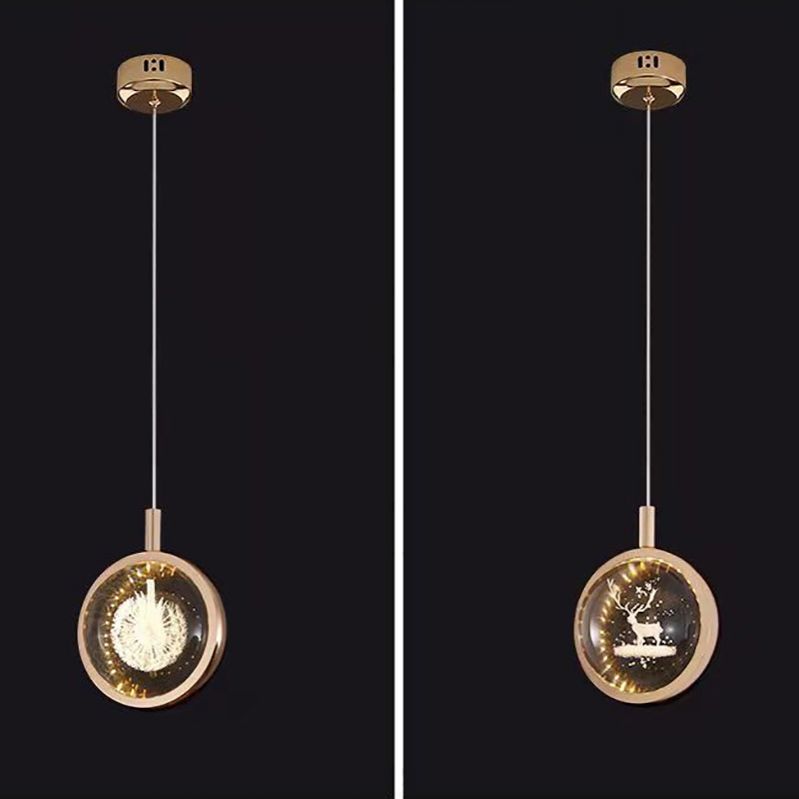 1-Light Modern Crystal Pendant Light Globe LED Hanging Pendant for Bedroom