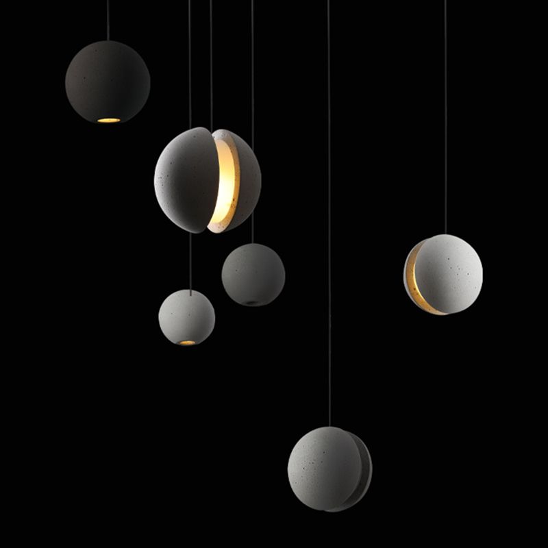Funzione illuminazione a sospensione sferica Stile Nordico Cemento Grigio Servitore a sospensione Luce del soffitto