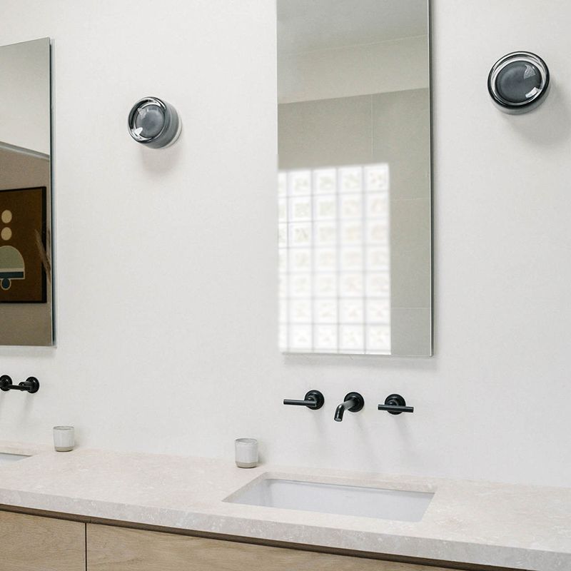 Modernism Single Silver Bathroom Vanity Light Shaded LED Round Bath Bar