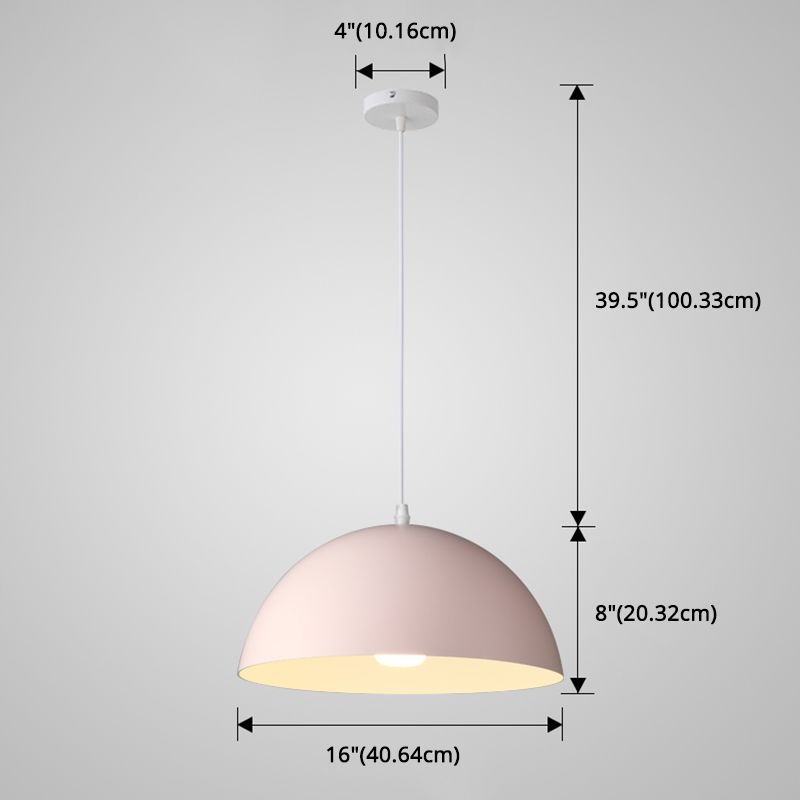 8 Color Optional Half Globe Pendant Lamp Macaron Simple Colorful Metal Hanging Light for Kitchen Dining Room