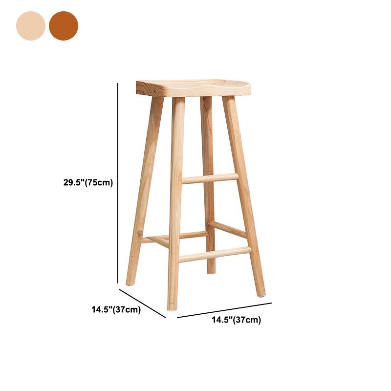Modern Saddle Seat Counter Bar Stool Solid Wood Footrest Counter Stool