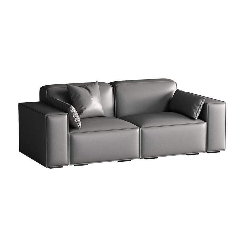 Faux Leather Modern Standard Sofa 37"W Square Arm Sofa Sofa Living Room