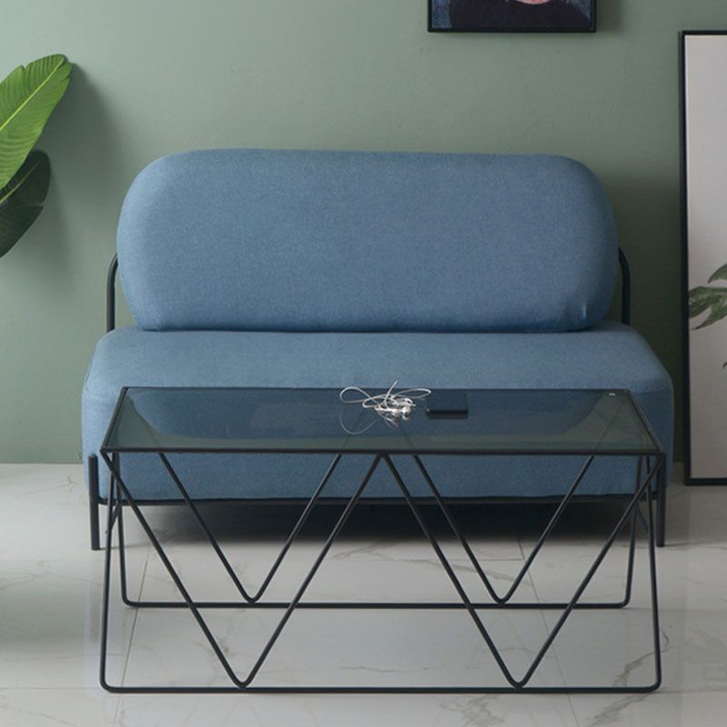 Frame Glass Top Coffee Table Modern Simple Clear Rectangular Cocktail Table