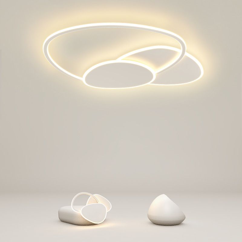 Modern Style Geometry Ceiling Lights Metal 3 Light Ceiling Lamps for Bedroom in White