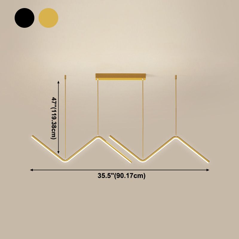 Modern Long Strip Dining Chandelier Dining Room LED Pendant Light Fixture