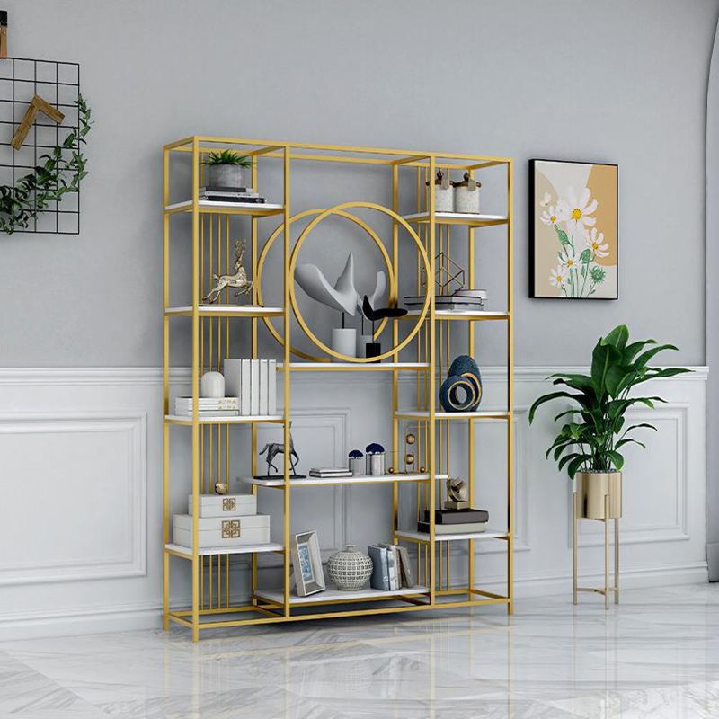 Iron Frame Etagere Bookshelf Vertical Manufactured Wood Shelf Bookcase for Office
