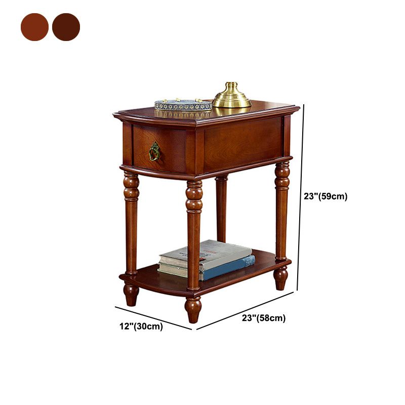 Modern Rectangular End Table 23" Tall 4 Legs Solid Wood Side Table
