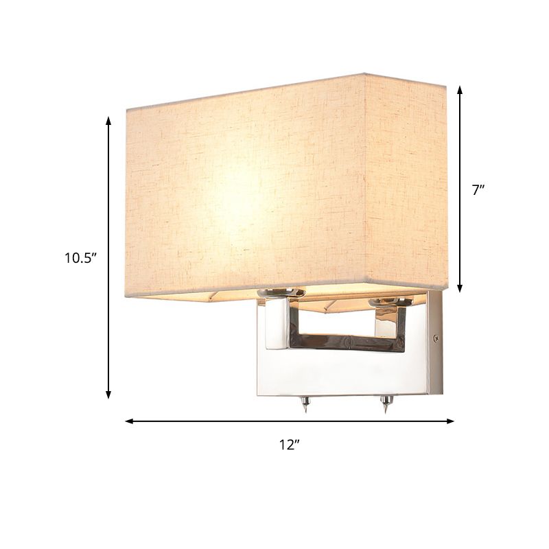 Rectangle Wall Light Sconce Simple Fabric LED Sconce Lighting in Beige for Bedroom