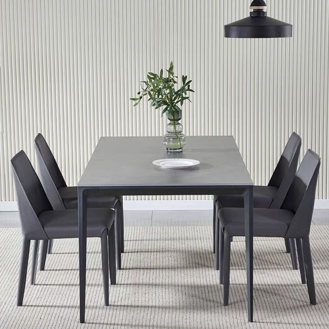 Standard Sintered Stone Top Dining Set with Black Metallic Legs Base for Dining Furniture