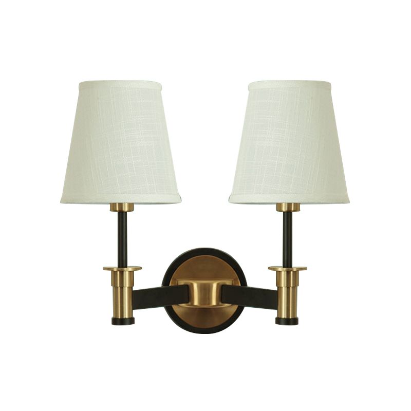 Fabric White/Beige Wall Hanging Light Conical 2 Lights Countryside Wall Mounted Lighting