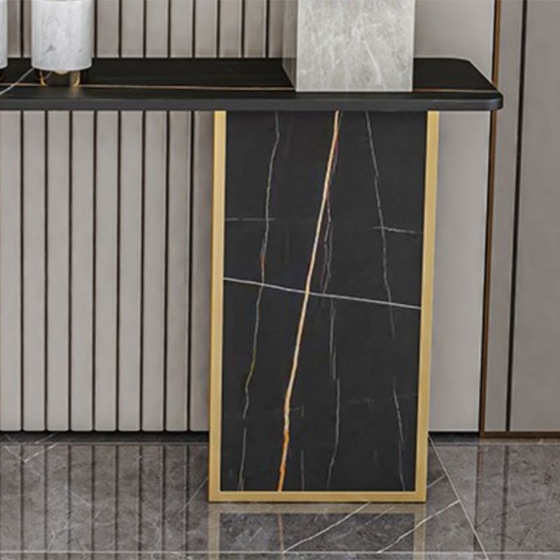 Iron Base Accent Table with Rectangle Stone Top for Hall Console Table