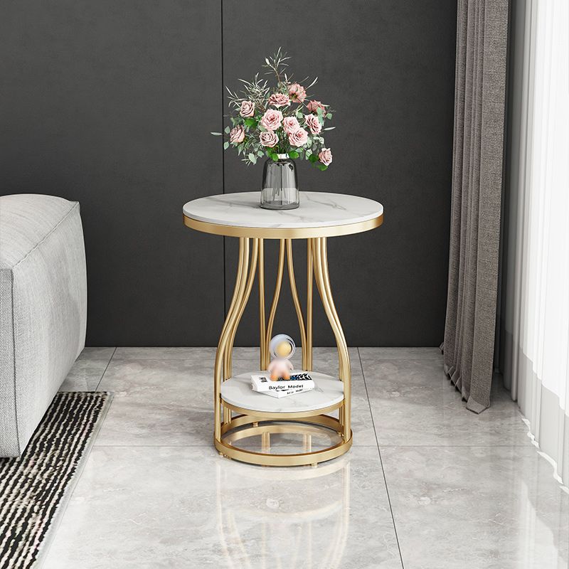 19"W Contemporary Corner Table Round Storage Accent Side Table