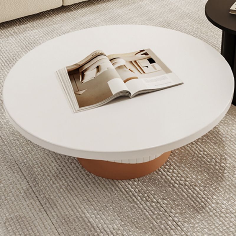 Contemporary Cocktail Table Round Pedestal Wood Coffee Cocktail Table