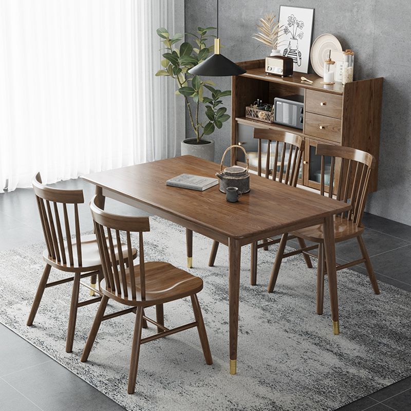 Traditional Luxury Rectangle Dining Room Table Ash Solid Wood Table with 4 Legs