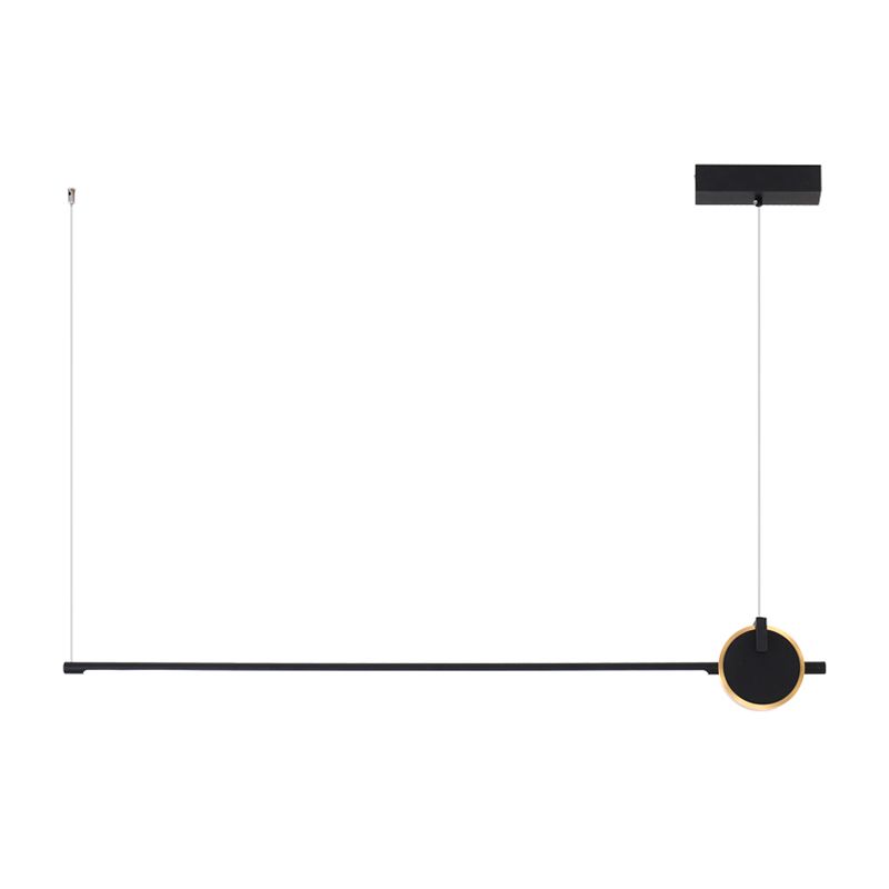 Black metal eiland licht modern 1-head lineair restaurant hangende lamp met acryl schaduw