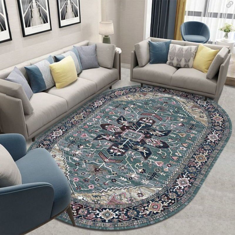 Beige Vintage Rug Polyester Graphic Rug Washable Area Rug for Living Room