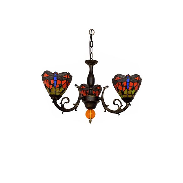 CONIC ROSSO CONIC HANGGGING INDUSTRIALE Vintage color venatura 3 luci lampadario invertito con patternfly