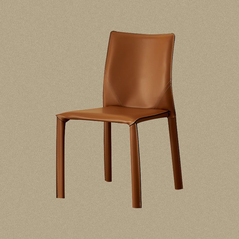 Contemporary Leather Dining Chair Armless Solid Back Chair for Home Use