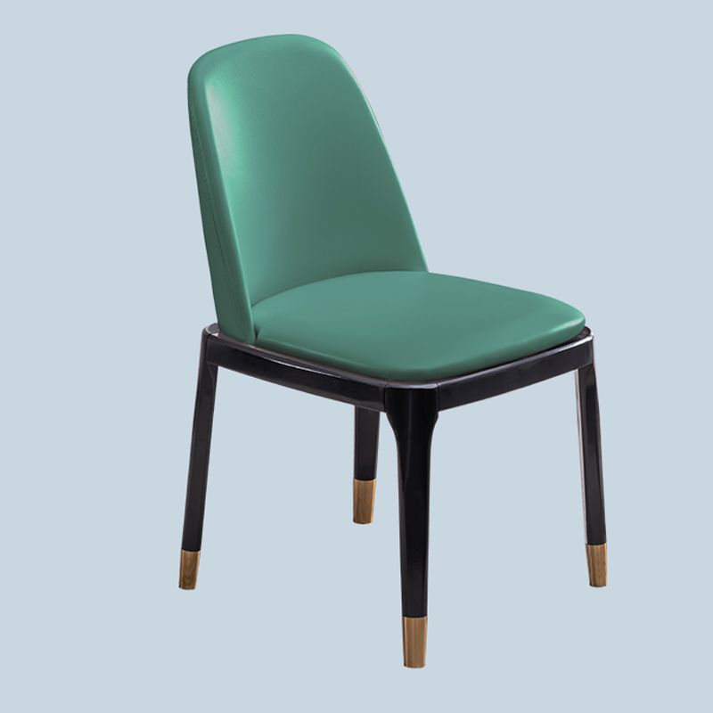 Modern Style Side Chair Leather Indoor Dining Chair with Wooden Legs