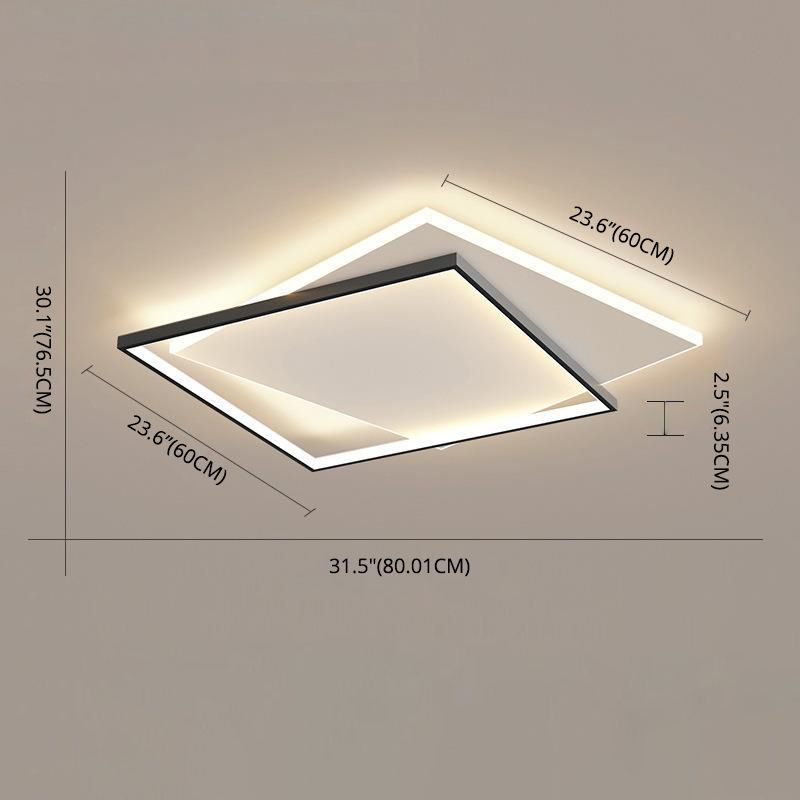 Plafonnier LED à Double carré de Style nordique, plafonnier Ultra-mince minimaliste pour salon