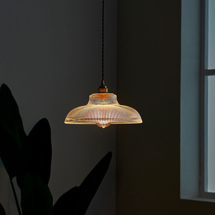 Retro Industrial 1 Light Anhänger Prismatische Klarglas Kuppel Anhängerlampe für Coffeeshop